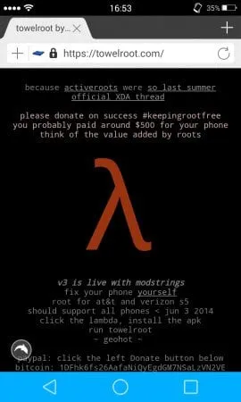 Towelroot screenshot 1