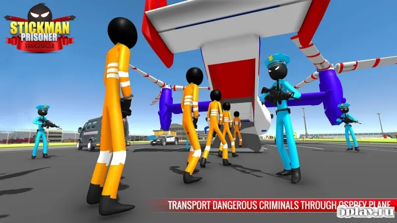 US Police Stickman Criminal Plane Transporter Game screenshot 4