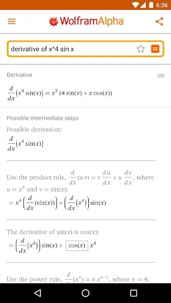 WolframAlpha screenshot 1