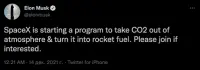 SpaceX буде обробляти вуглекислий газ у паливі на Землі та Марсі