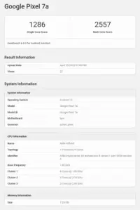 Google Pixel 7A тестував на Geekbench